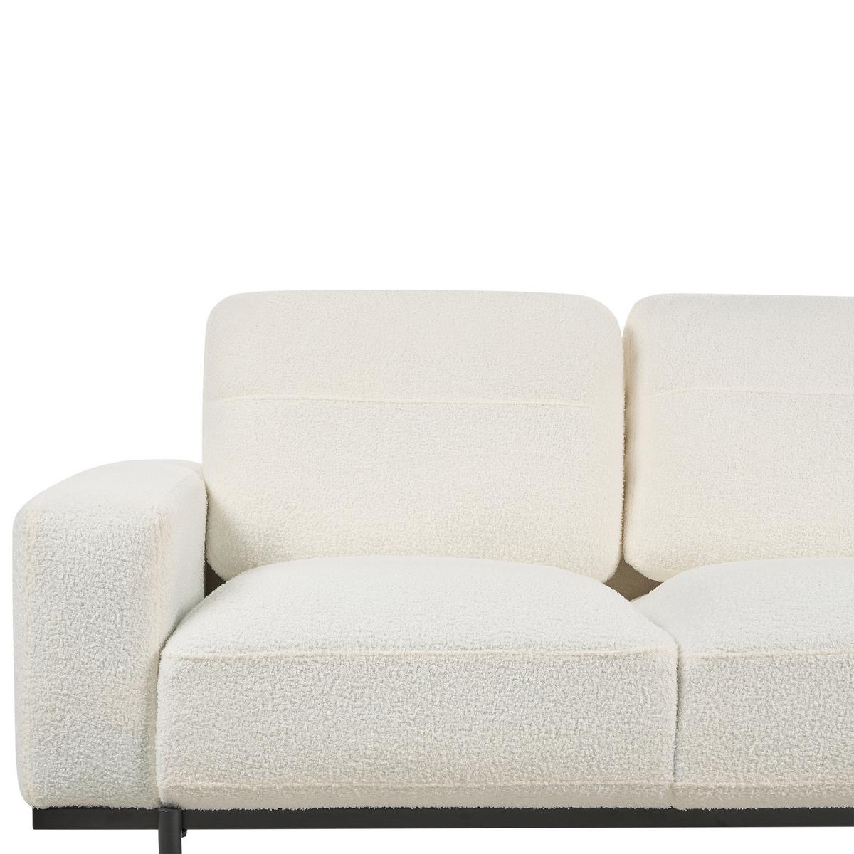 3-SITZER-SOFA Bouclé cremeweiß Sovik - Weiß, Textil (215/72/87cm) - Beliani