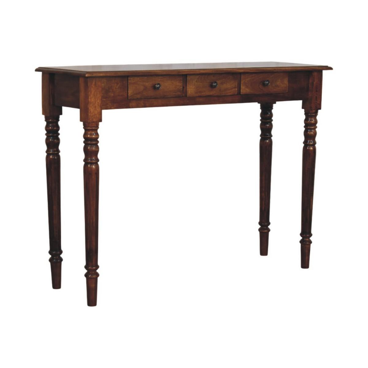 KONSOLE Gedrehte Beine Kastanie, 3 Schubladen, Dunkelbraun - Dunkelbraun/Messingfarben, Holz/Metall (35/110/80cm) - Artisan Furniture