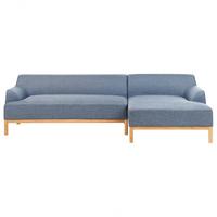 ECKSOFA Stoff Blau linksseitig Sosjo - Blau/Braun, Textil (251/132cm) - Beliani
