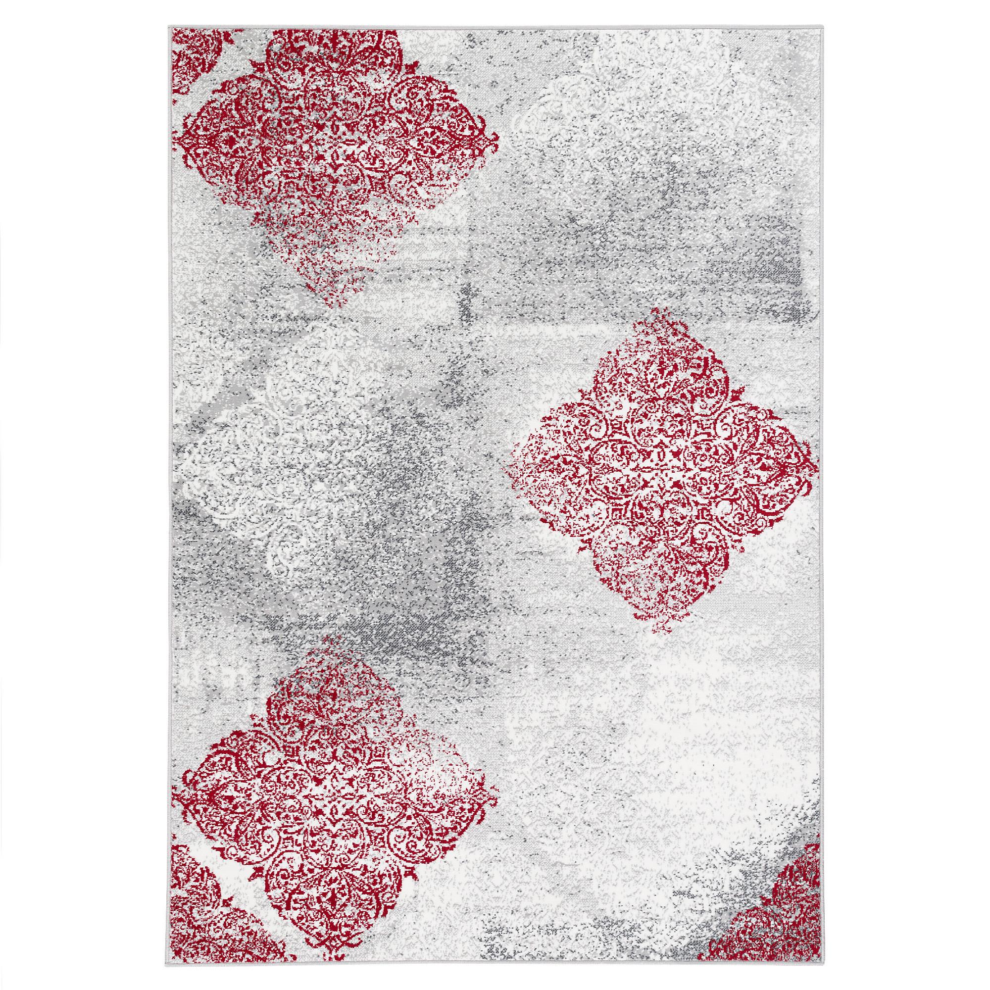 DESIGNER TEPPICH SAMBA MODERN KARO - Rot, Textil (80/150cm) - Pergamon