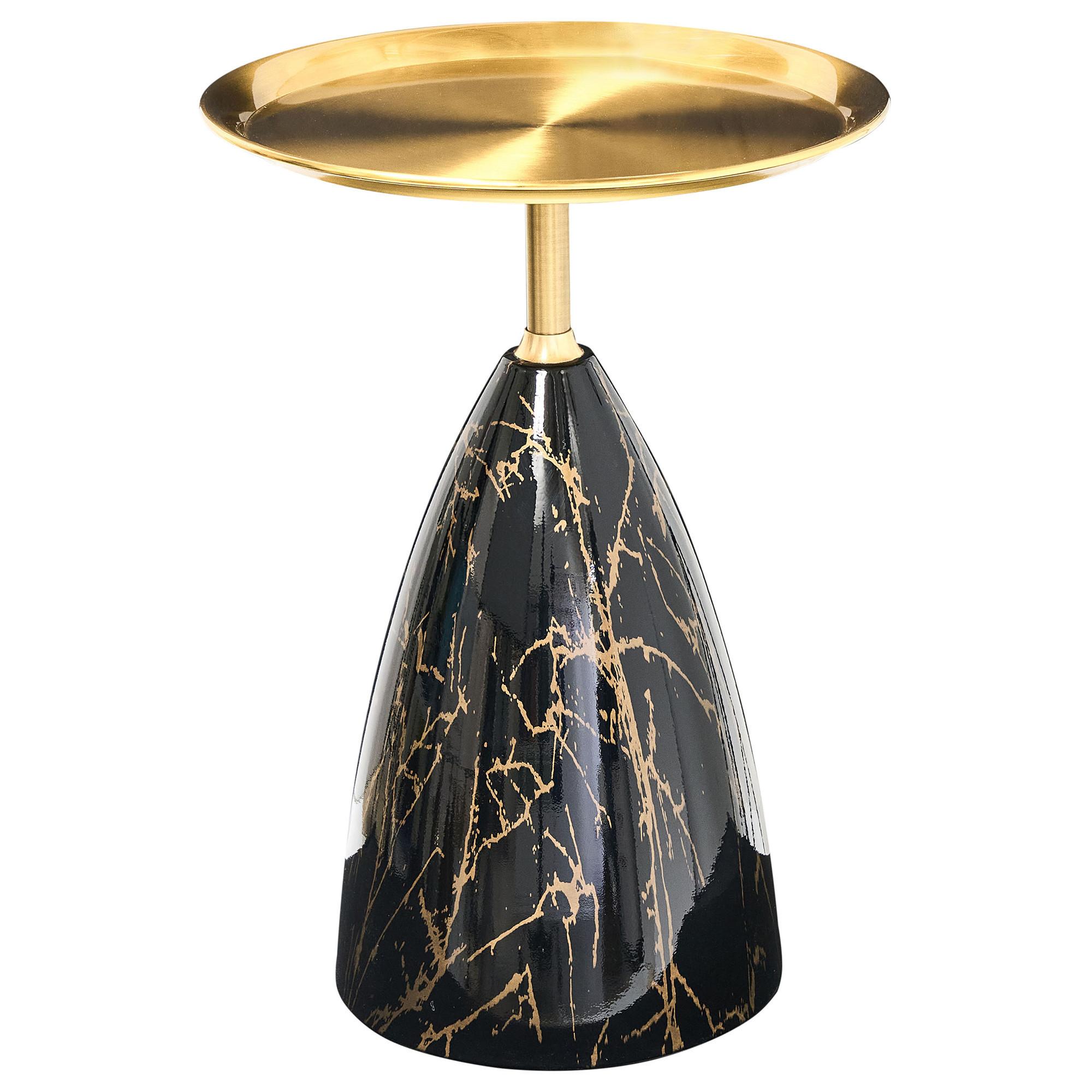 BEISTELLTISCH Metall Marmor Optik/Gold Storm - Schwarz, Metall (39/39/54cm) - Beliani