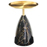 BEISTELLTISCH Metall Marmor Optik/Gold Storm - Schwarz, Metall (39/39/54cm) - Beliani