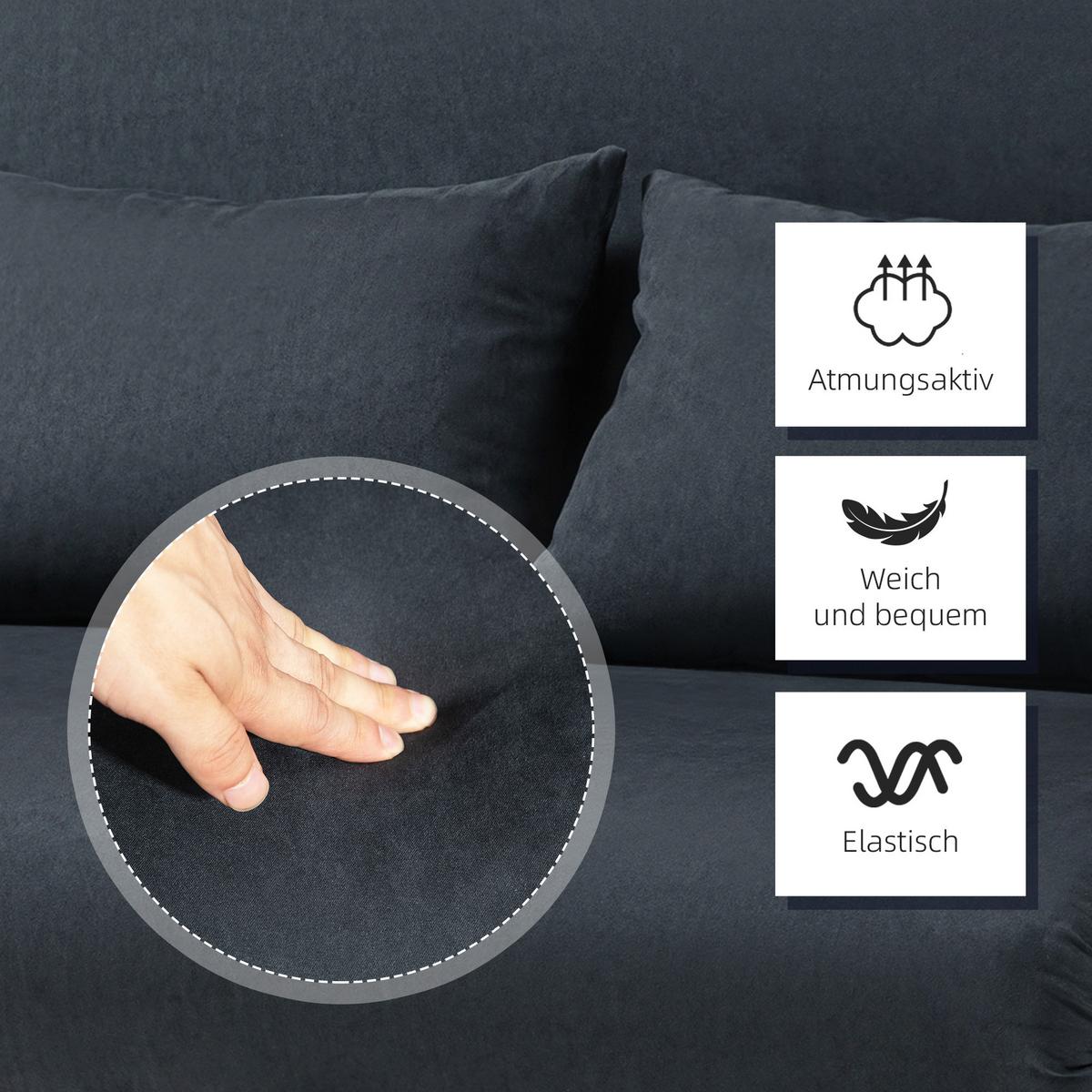 2-SITZER Sofa mit Schlaffunktion, Schlafsofa mit Verstellbarer Rückenlehne - Silberfarben/Schwarz, Textil/Metall (80/78/111cm) - HOMCOM