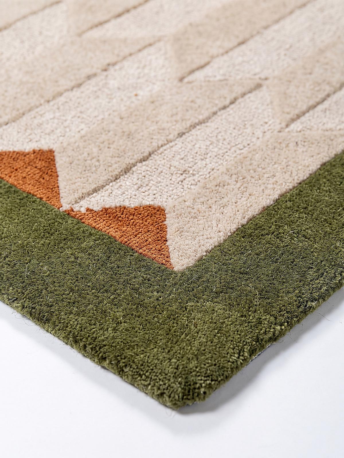 WOLLTEPPICH handgetuftet DARENT, Wabenmuster, Erdtöne-Grün, 160 x 230 cm - Grün, Textil (160/230cm) - KADIMA DESIGN