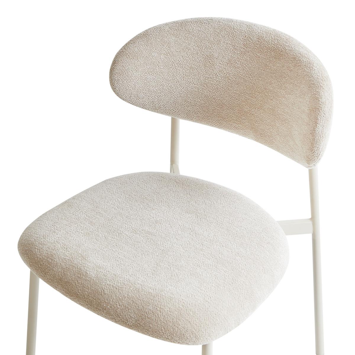 ESSZIMMERSTUHL 2er Set Chenillegewebe Hellbeige Cowley - Beige, Naturmaterialien (46/76/51cm) - Beliani