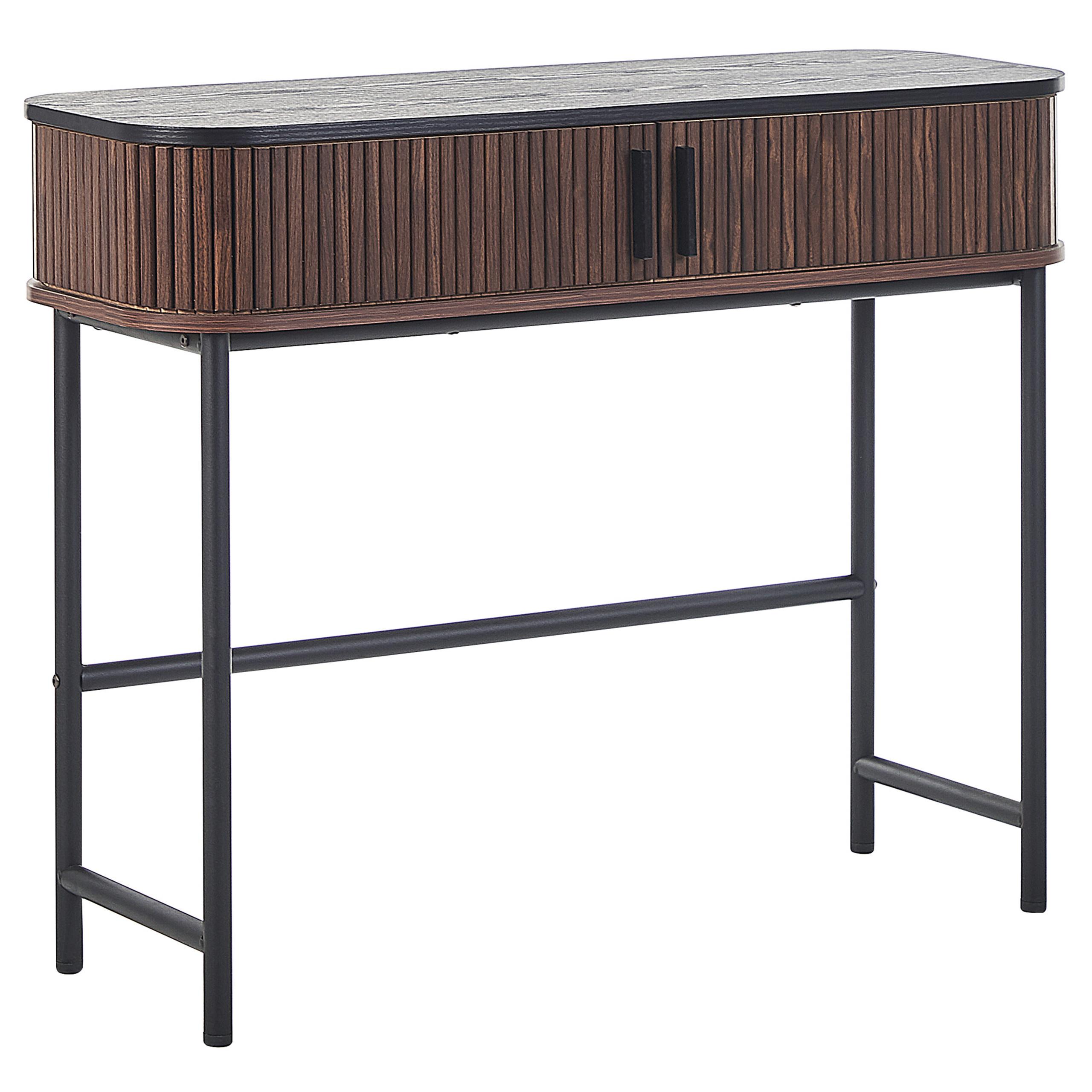 KONSOLENTISCH dunkler Holzfarbton/schwarz 100/35 cm Jose - Dunkelbraun/Schwarz, Holzwerkstoff (35/100/82cm) - Beliani