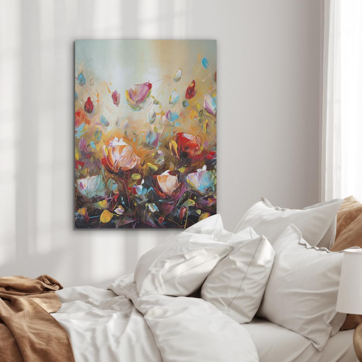 AKUSTIKBILD Blumen - Kunst - Natur - Ölgemälde Wandbilder 60x80 cm - Multicolor, Kunststoff (60/80/0.9cm) - MuchoWow