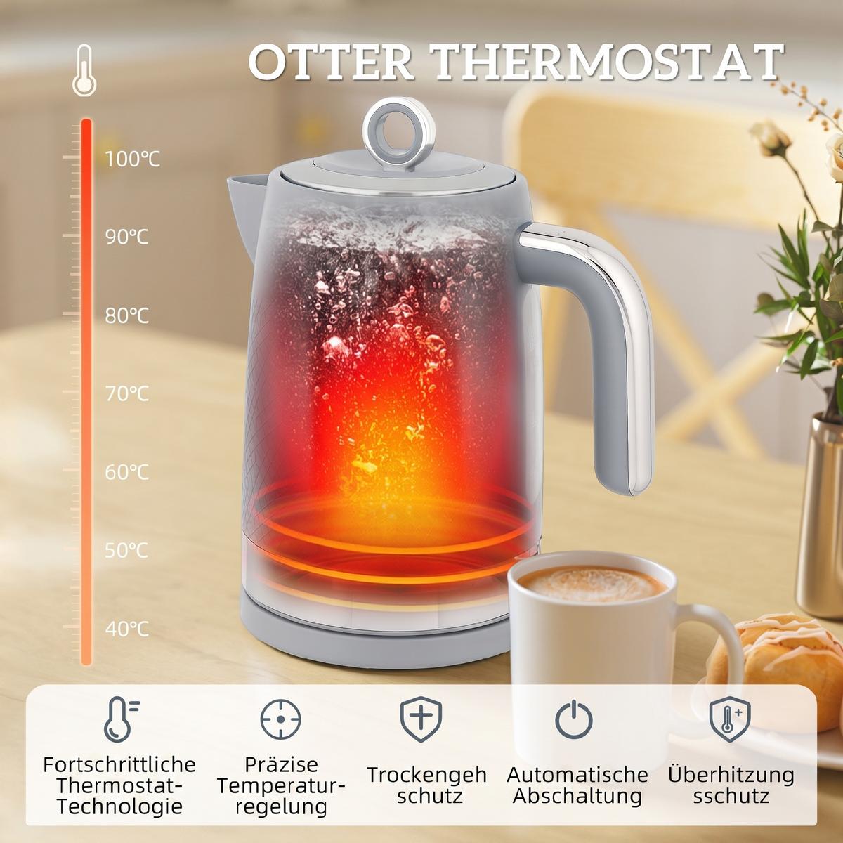 WASSERKOCHER-UND-TOASTER-SET Kunststoff Grau - Grau, Kunststoff (16/27.6/23.6cm) - HOMCOM