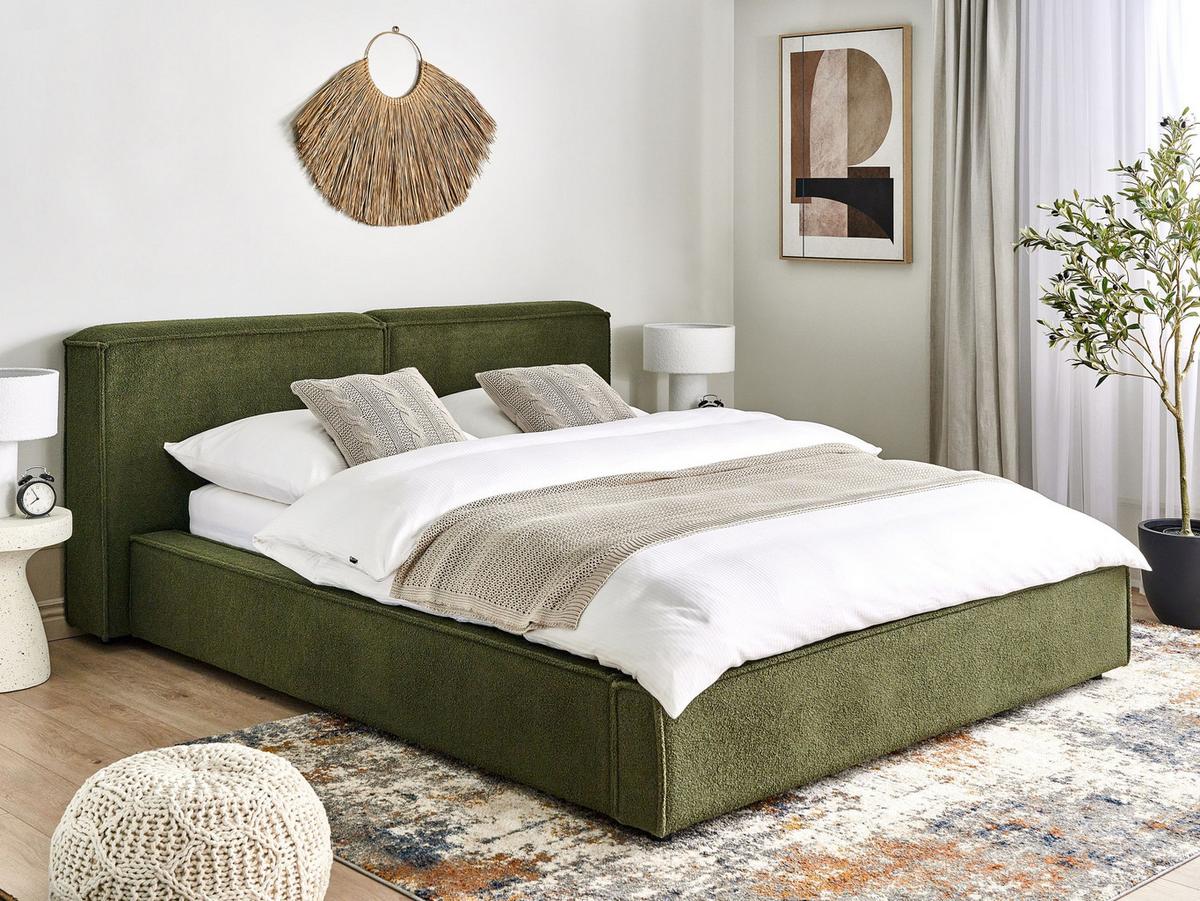 POLSTERBETT mit Lattenrost 160x200 cm Grün Linards - Grün, Textil (160/200cm) - Beliani