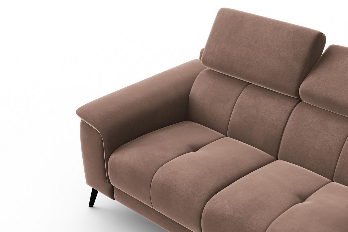 SOFA FIERO 2-Sitzer, Brauner Veloursstoff - Schwarz/Braun, Holz/Textil (170/82/103cm) - Courtois Laville
