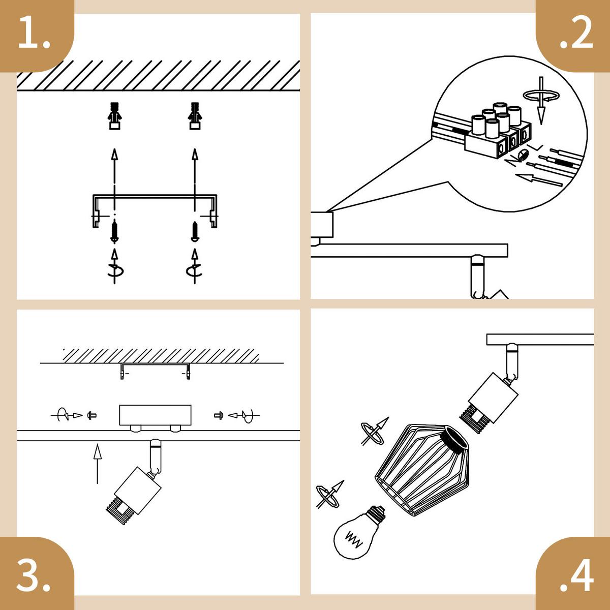 DECKENSTRAHLER 3 Flammig 42.5/10/10 cm - Schwarz, Metall (42.5/10/10cm) - ZMH