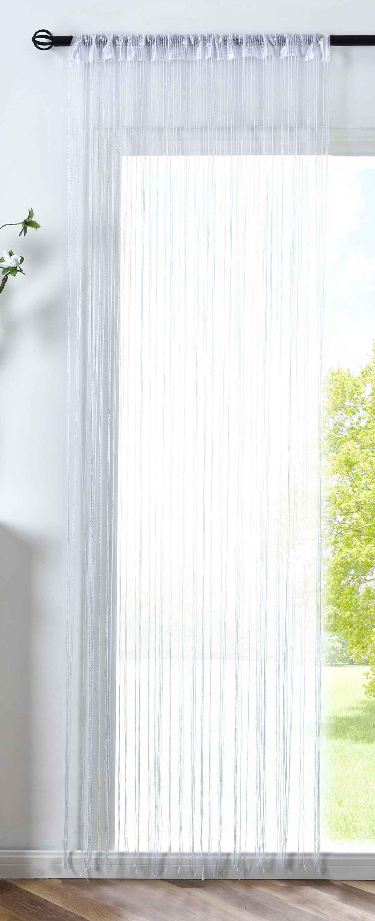 FADENGARDINE Shanghai HxB 230x100 cm Weiß Lurex - Weiß, Textil (100/230cm) - Gardinenbox