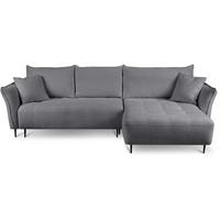 ECKSCHLAFSOFA Bari rechts dunkelgrau - Dunkelgrau/Schwarz, Textil (276/158cm) - Beautysofa