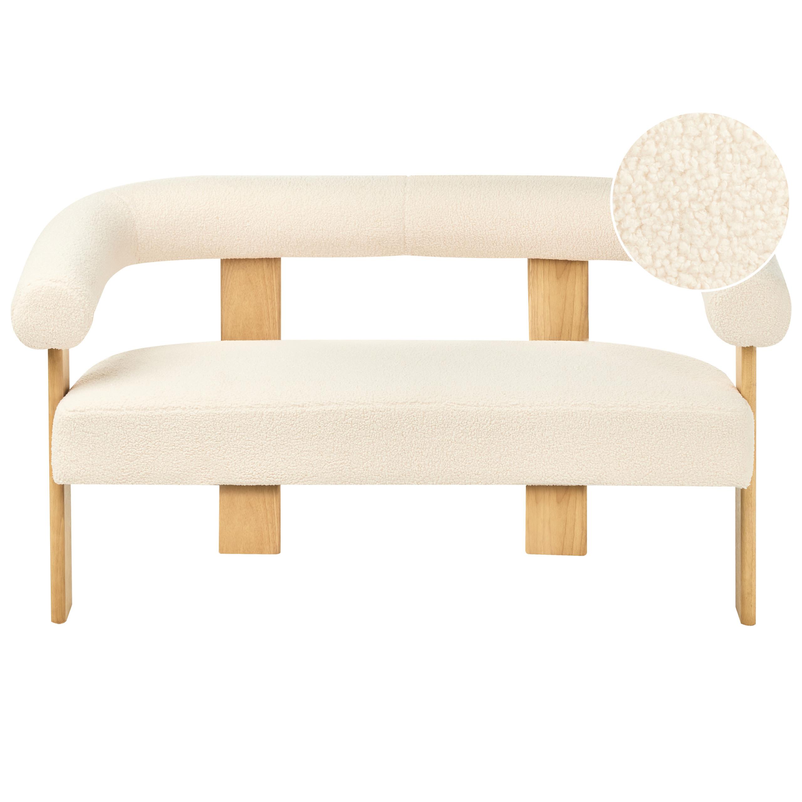 2-SITZER-SOFA Bouclé Cremeweiß/Hellbraun Ilbro - Creme, Textil (138/76/68cm) - Beliani