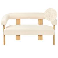 2-SITZER-SOFA Bouclé Cremeweiß/Hellbraun Ilbro - Creme, Textil (138/76/68cm) - Beliani