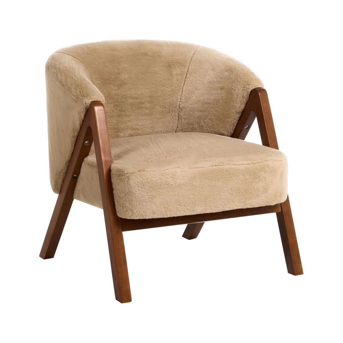 SESSEL Webpelz Beige Skei - Beige/Braun, Kunststoff (67/69/66cm) - Beliani