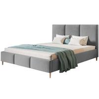 POLSTERBETT LUX Siena mit Kopfteil, 120 x 200 cm, Doppelbett mit Lattenrost aus Holz, Velourstoff Grau, Füße in Farbe: Braun - Grau, Holz/Textil (120/200cm) - Alpi-Möbel
