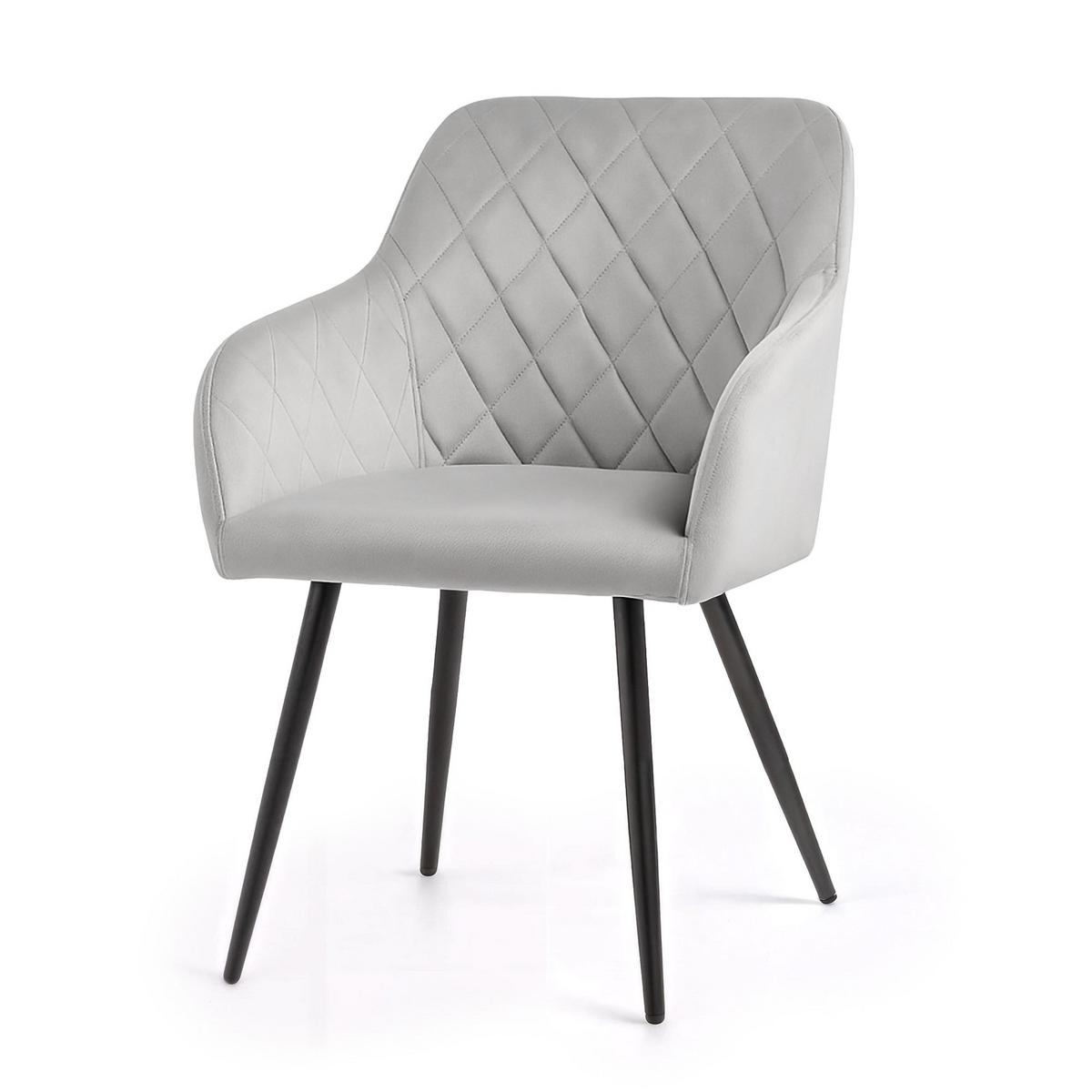 POLSTERSTUHL 6er Set, Metallbeine Grau, Schwarz 54,5/82/58 - Schwarz/Grau, Textil (55/82/52cm) - RAUMHIRSCH FURNITURE