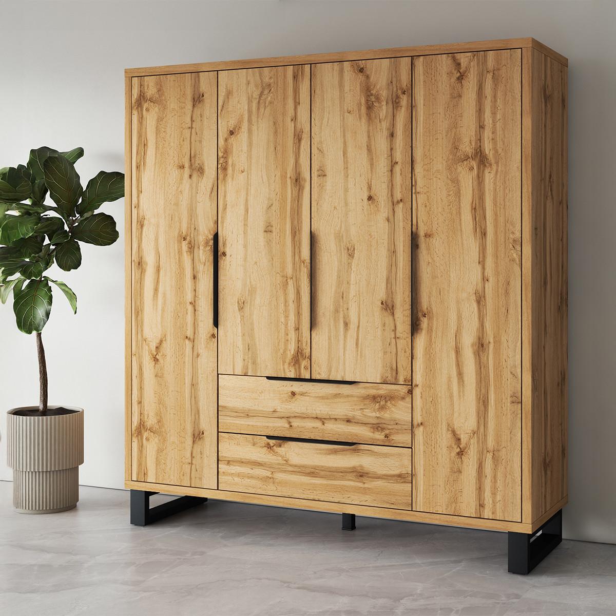 SCHRANK 4 Türen Eden Holz - Braun, Holzwerkstoff (190.7/210.3/60cm) - Petits-meubles