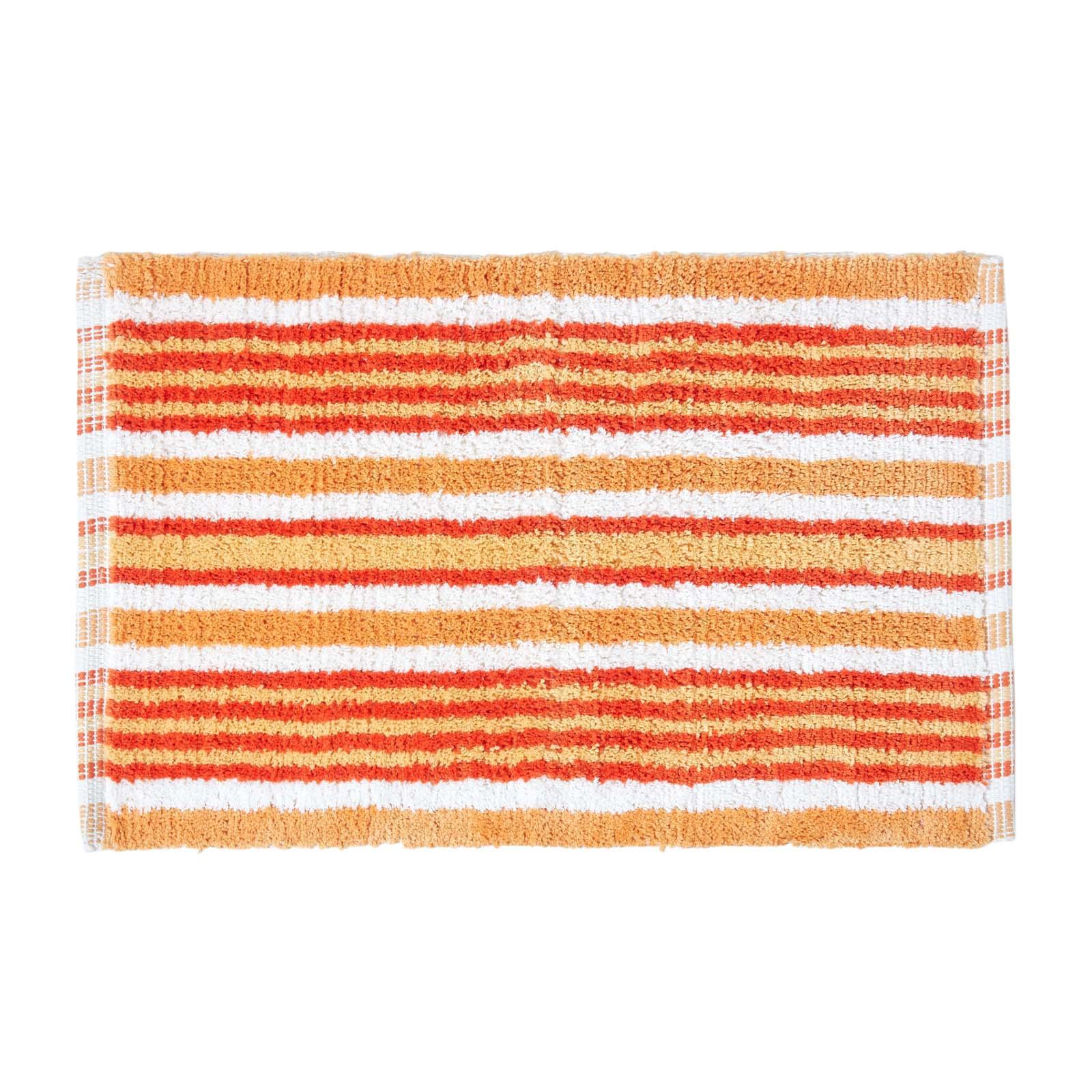 BADEMATTE 40/60 cm gestreift, Baumwolle - Orange, Textil (40/60cm) - Homescapes