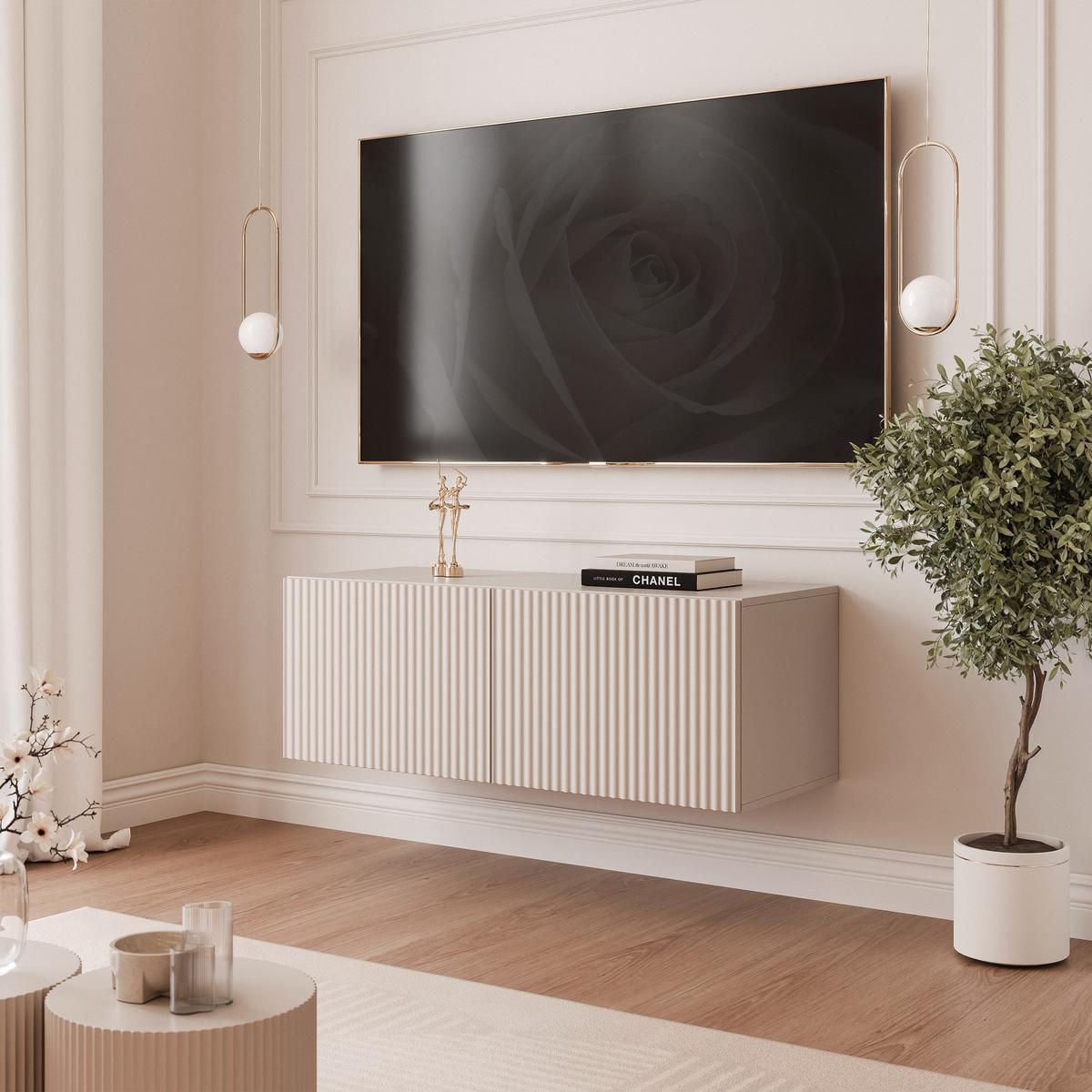 TV-LOWBOARD ANGEL Kaschmir hängend mit LED-Beleuchtung 100 cm - Kaschmir, Holzwerkstoff (100/36/40cm) - Idohome
