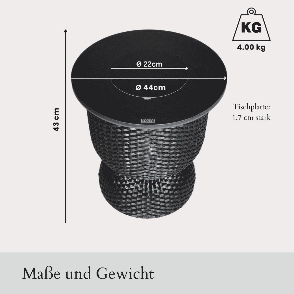 3-IN-1 LOUNGETISCH MIT EDELSTAHL-KÜHLER Paris Schwarz/Champagner 43 cm - Champagner/Schwarz, Kunststoff/Metall (41/41/43cm) - COOTAB Cooler Table