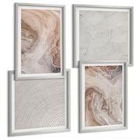 BILDER SET 4er Set - 50x50 cm & 40x60 cm Silberner Rahmen - Marmorstein-Texturmuster - Silberfarben, Kunststoff (50/50cm) - TULUP
