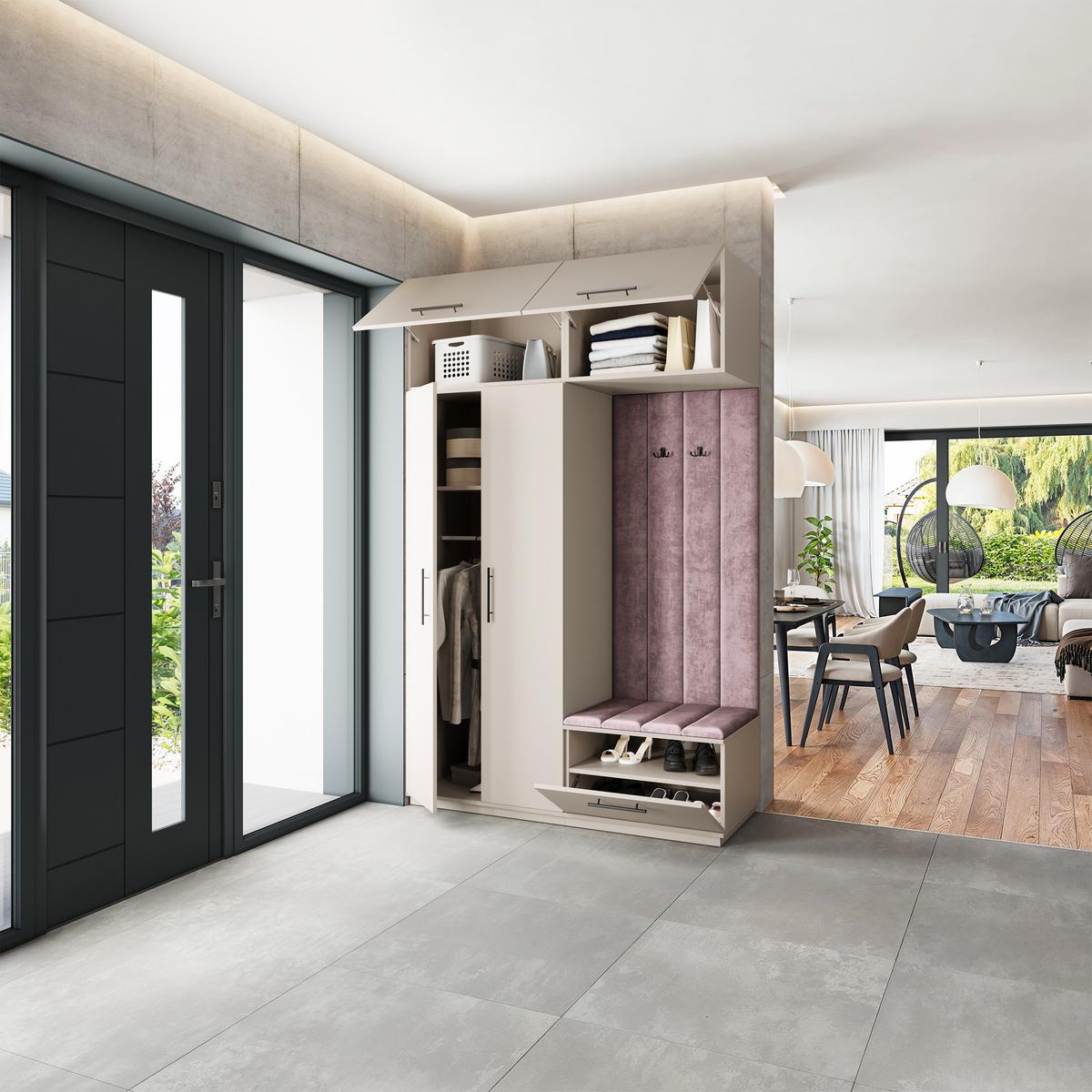 GARDEROBENSCHRANK REMA 150/240/60 cm Modern Garderobe-Set Kaschmir - Kaschmir/Lila, Holzwerkstoff (150/240/60cm) - MASSENO