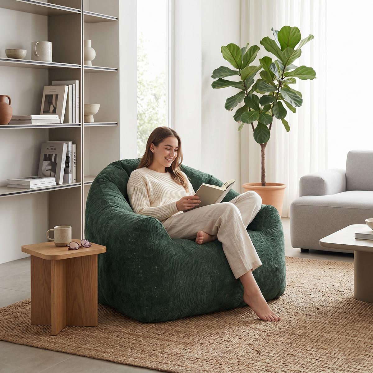 SESSEL aus Flanell mit ergonomischer Bärentatzen-Form - Grün, Textil (86.3/64.7/99cm) - Urban Meuble