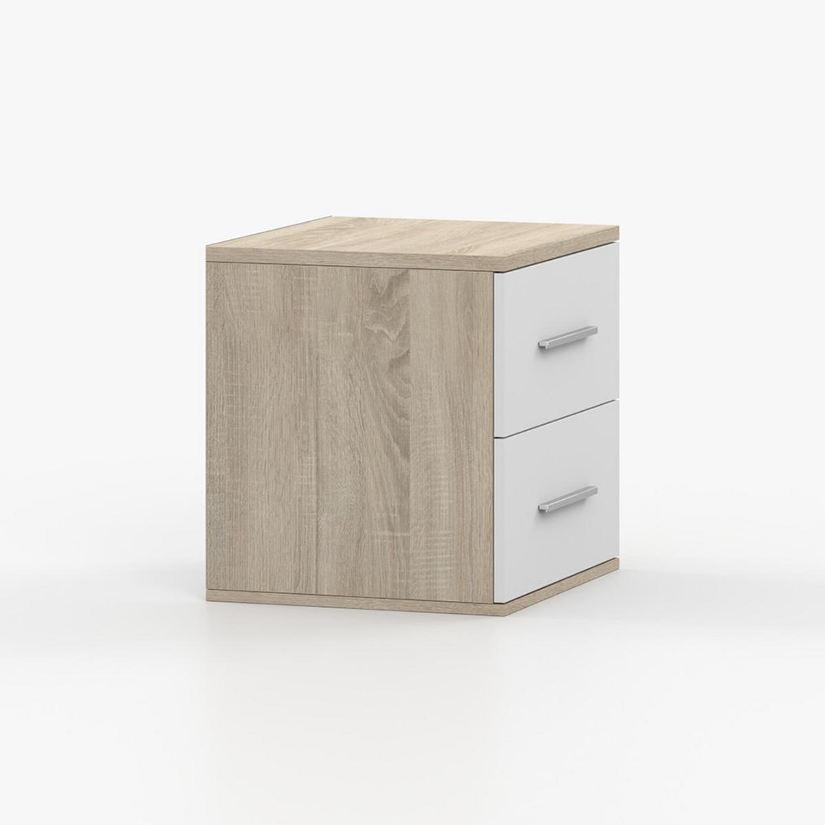 NACHTTISCH OMEGA III 22, 55/51/44, 2 Schubladen, Sonoma-Eiche - Sonoma Eiche, Holzwerkstoff (55/44/51cm) - imoebel24
