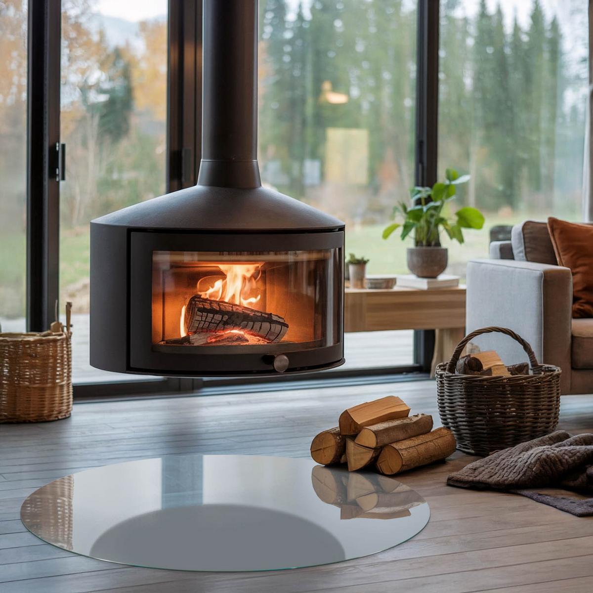 GLASPLATTE für Kamin Ø 100 cm - Grau, Glas (100/100/0.4cm) - TULUP