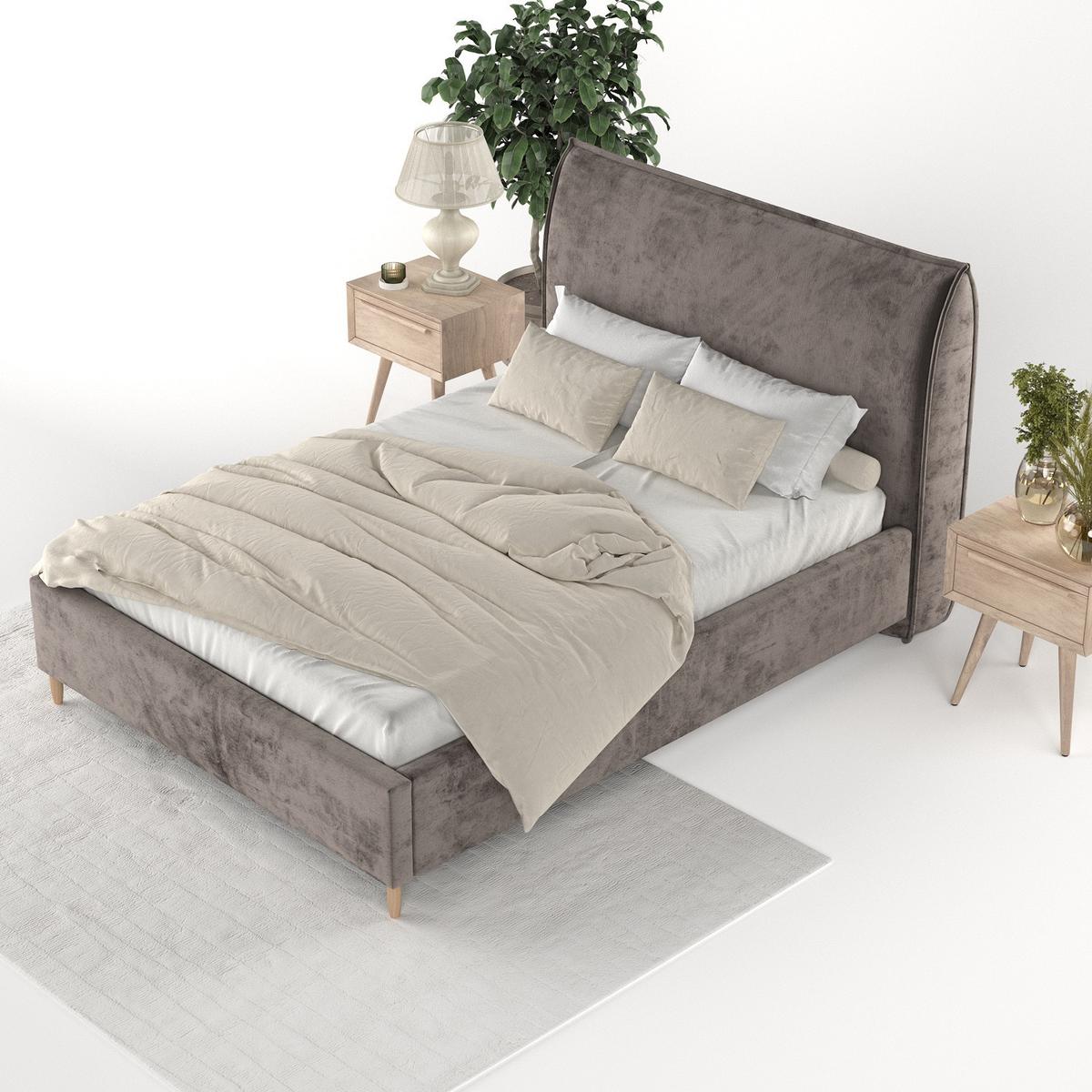 POLSTERBETT Mira 180/200 cm Braun im Lotta Stoff - Naturfarben/Braun, Holz/Holzwerkstoff (180/200cm) - AltaBeds