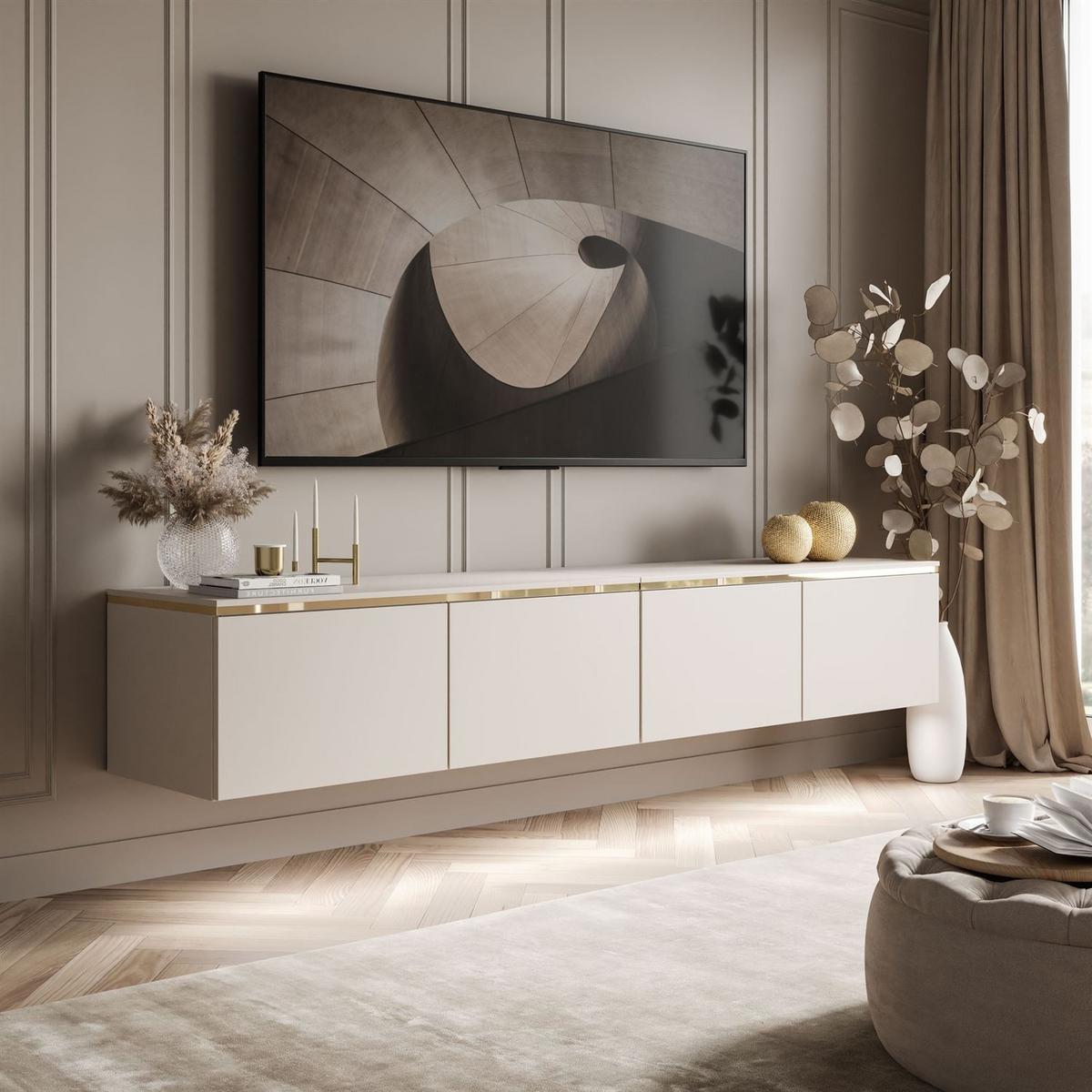 HÄNGESCHRANK TV-Möbel CELINE KASCHMIR 200 cm mit LED-Beleuchtung - Kaschmir, Holzwerkstoff (200/35/40cm) - Lookway
