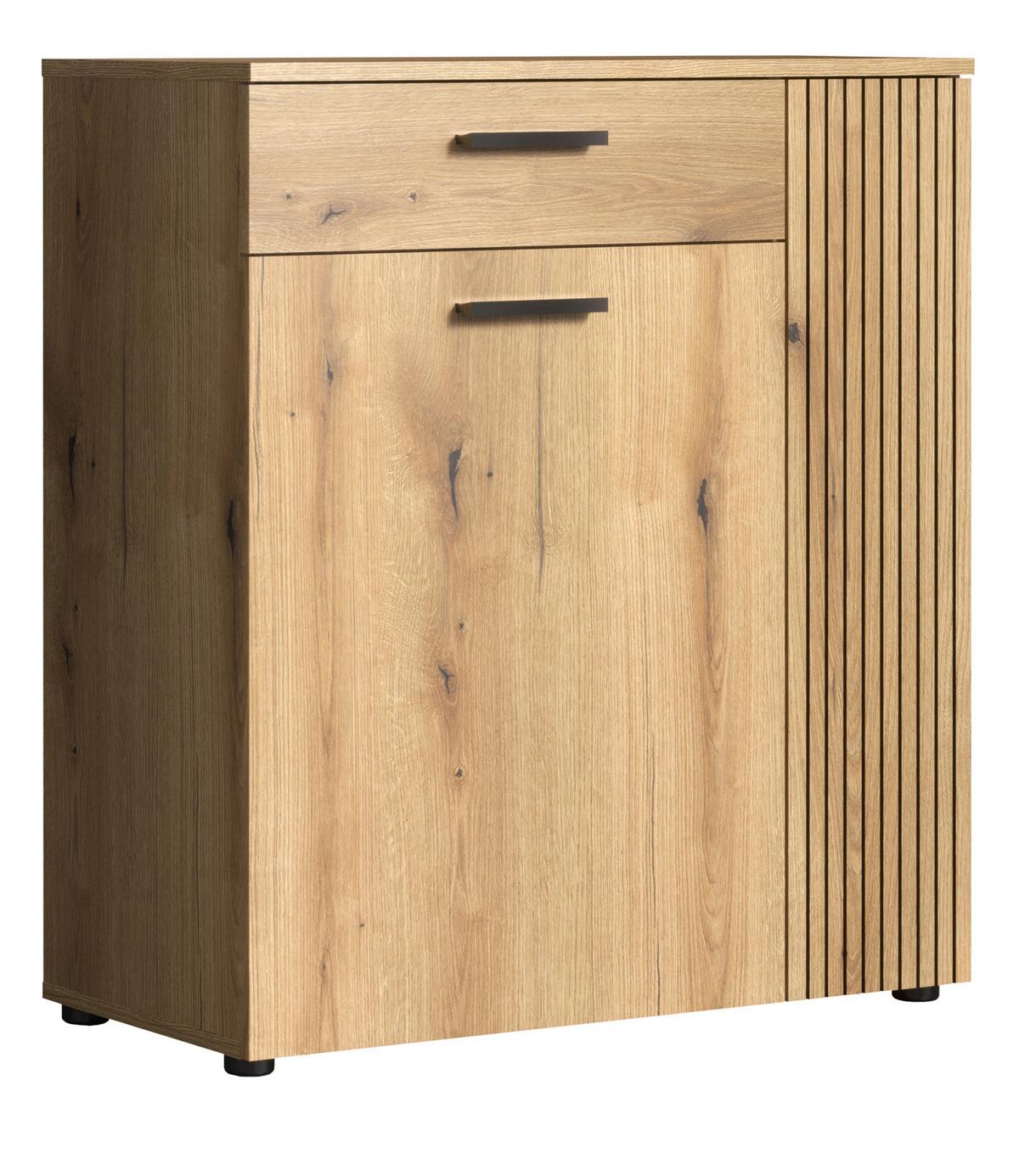FLURKOMMODE Evoke Eiche 80 x 89 cm, Schuhschrank in modernem Stil - Eichefarben/Schwarz, Holzwerkstoff/Kunststoff (80/89/36cm) - Top.Furn
