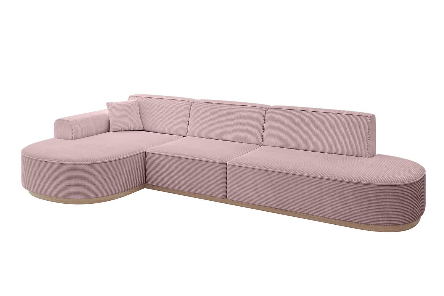 ECKSOFA Ottomane Links MARI-L2-v1 - 328x171x83 cm Rosa Cord - Rosa, Holzwerkstoff/Textil (328/171cm) - ALTDECOR