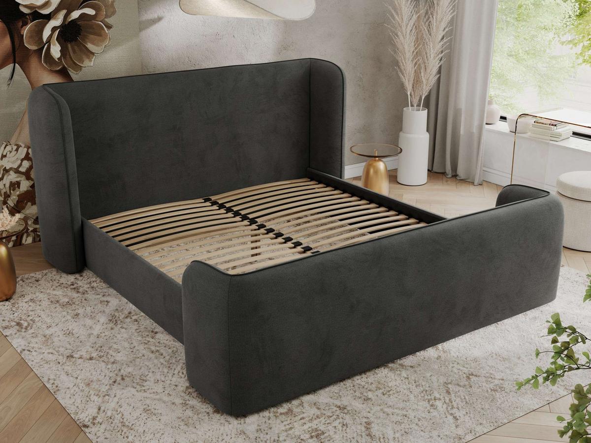 POLSTERBETT EMORA CLASSIC DUO 160/200 - Dunkelgrau Velvet - Multipocket-Matratze - Dunkelgrau, Textil (160/200cm) - MKS