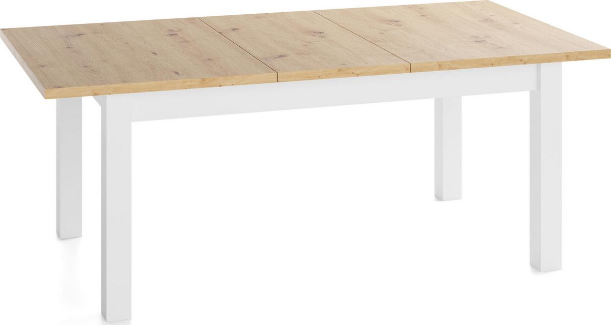ESSTISCH Lindberg Weiß ausziehbar verlängerbar rechteckig, Eiche Artisan Hellbraun 140-180/80/77 cm - Eiche Artisan/Weiß, Holz/Holzwerkstoff (80/180/76.5cm) - WFL GROUP