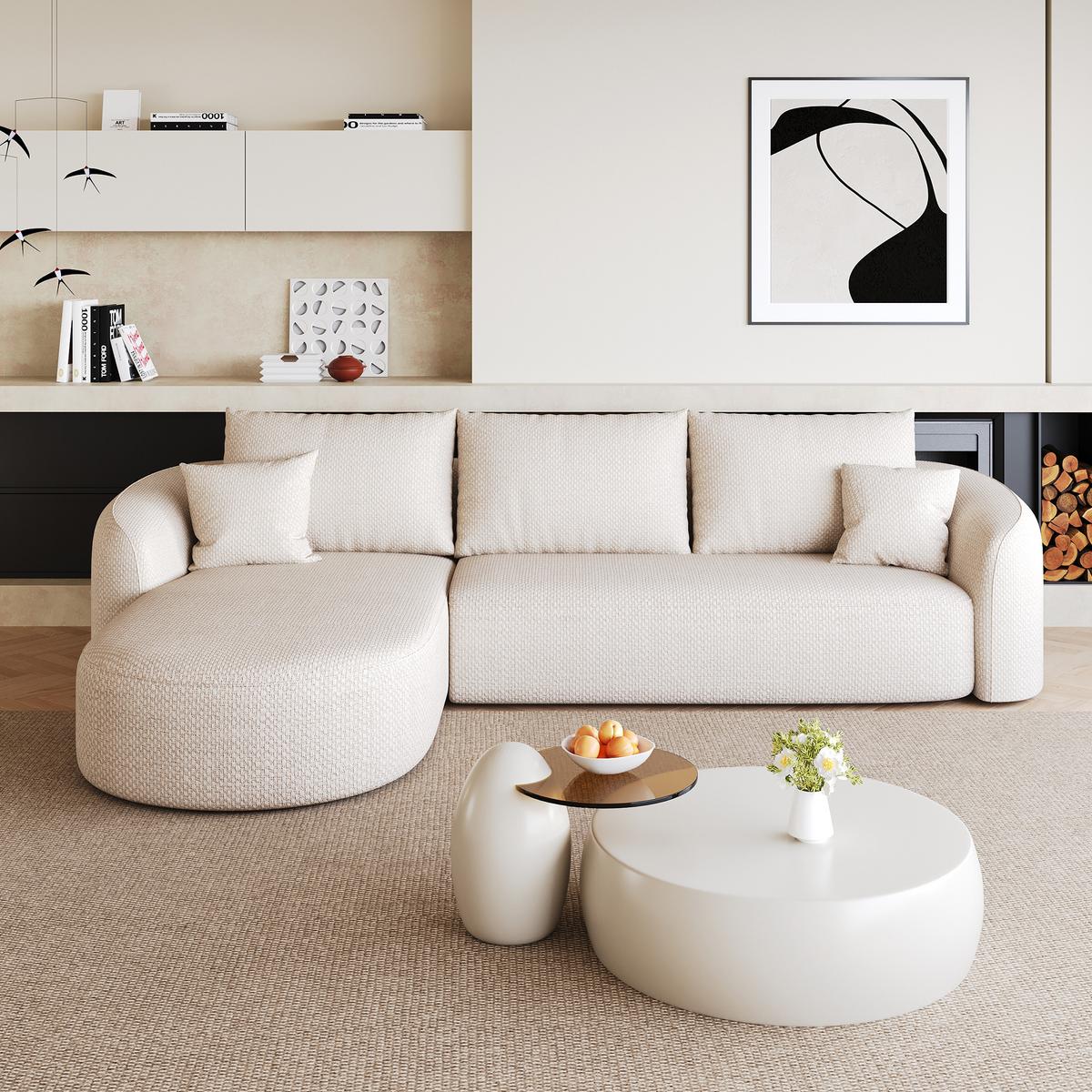 ECKSOFA 266cm L-Form Weiß 4-Sitzer ohne Montage - Weiß, Textil (266/168cm) - Urban Meuble