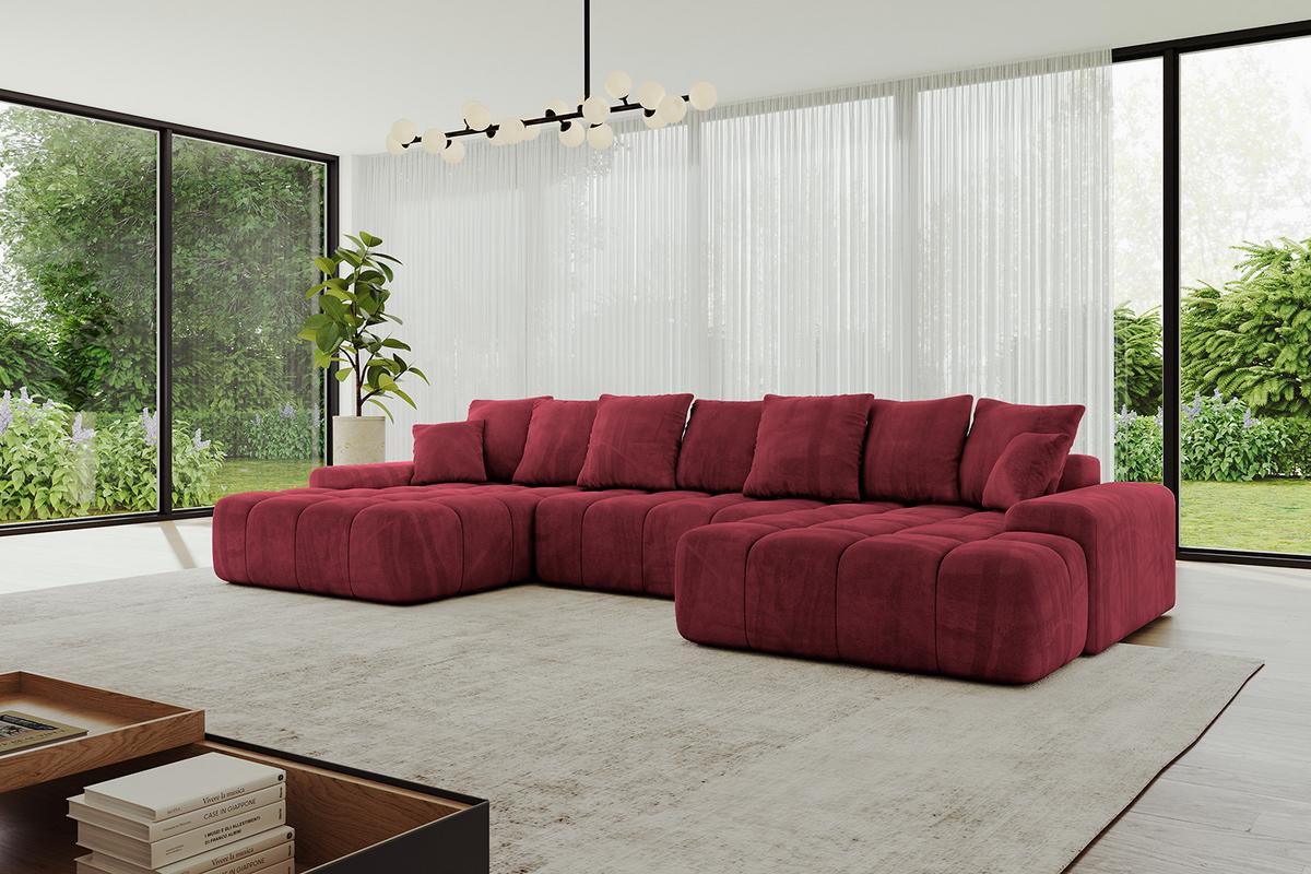 WOHNLANDSCHAFT ENSI-U - 353x164x69 cm Bordeaux - Bordeaux, Holzwerkstoff/Kunststoff (357/69/164cm) - ALTDECOR