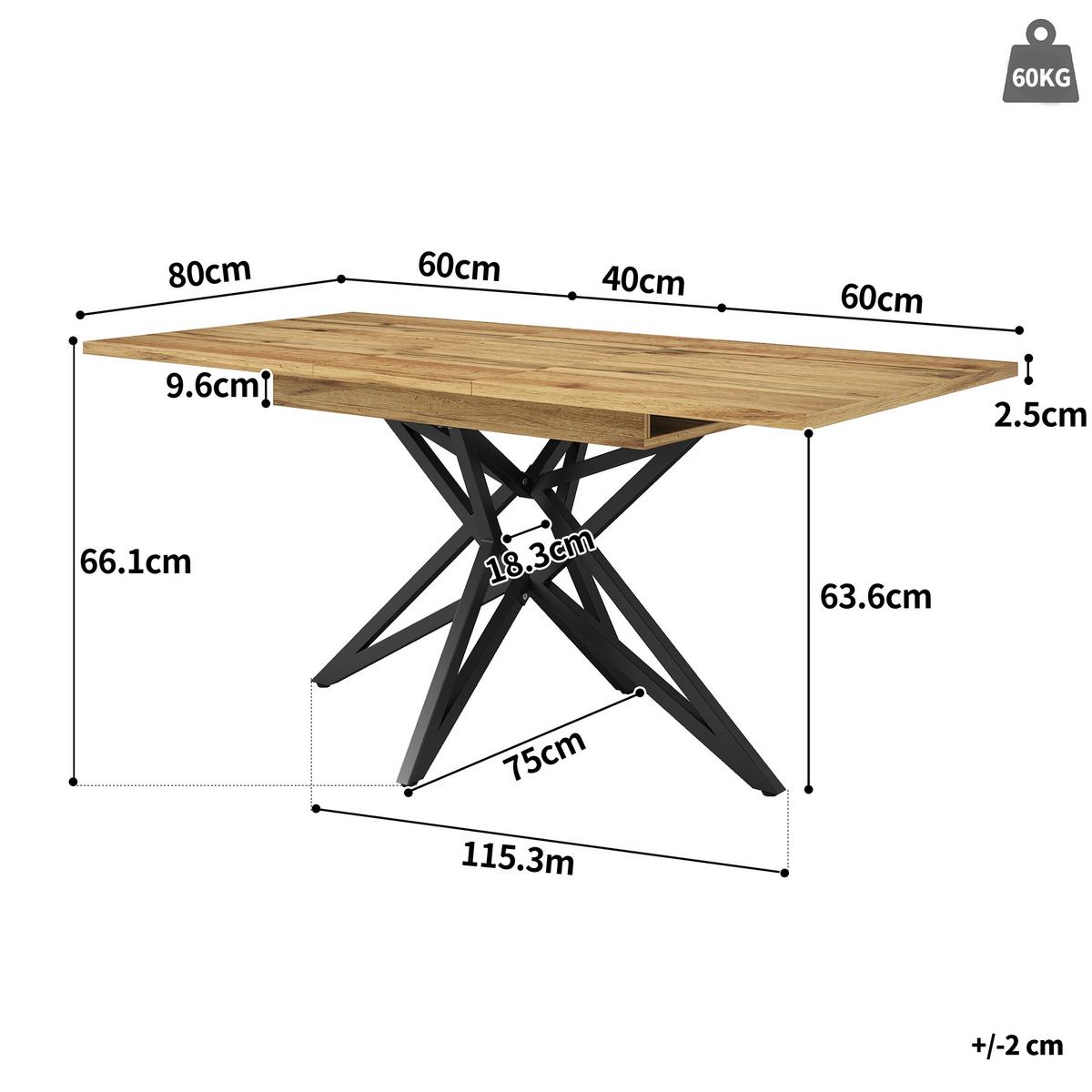 ESSTISCH ausziehbarer walnuss-optik & stern-gestell 120 bis 160 cm - Walnussfarben, Holzwerkstoff (80/120/66.1cm) - Urban Meuble