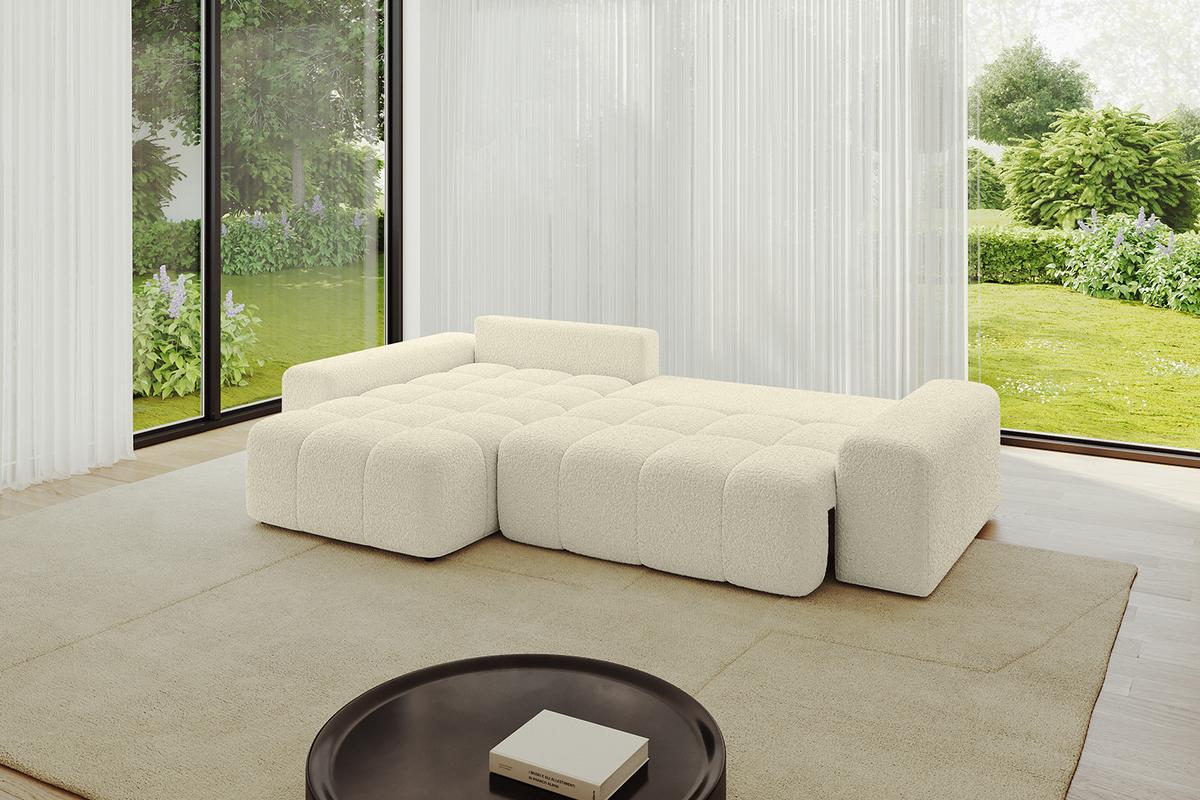 ECKSOFA Ottomane links ENIL-L 297x189x68 Beige Bouclé - Hellbraun/Creme, Holzwerkstoff/Kunststoff (297/189cm) - ALTDECOR