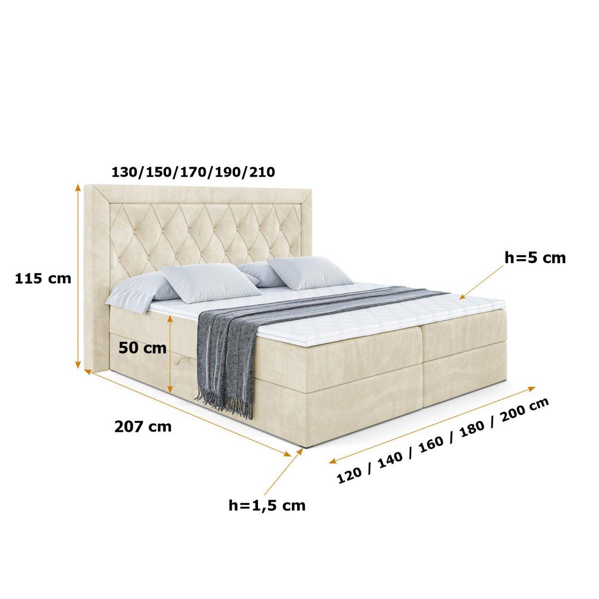 BOXBETT mit H4-Matratze und Lattenrost - NOEL - 140x200 Beige - Beige, Holzwerkstoff (140/200cm) - ALTDECOR