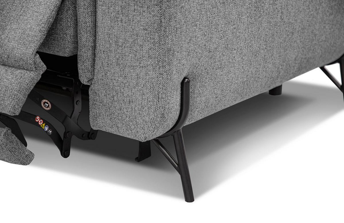 SOFA AVENA 3-Sitzer mit 1 Relaxfunktion, grau - Grau, Holzwerkstoff/Textil (204/80/108cm) - Wozimo