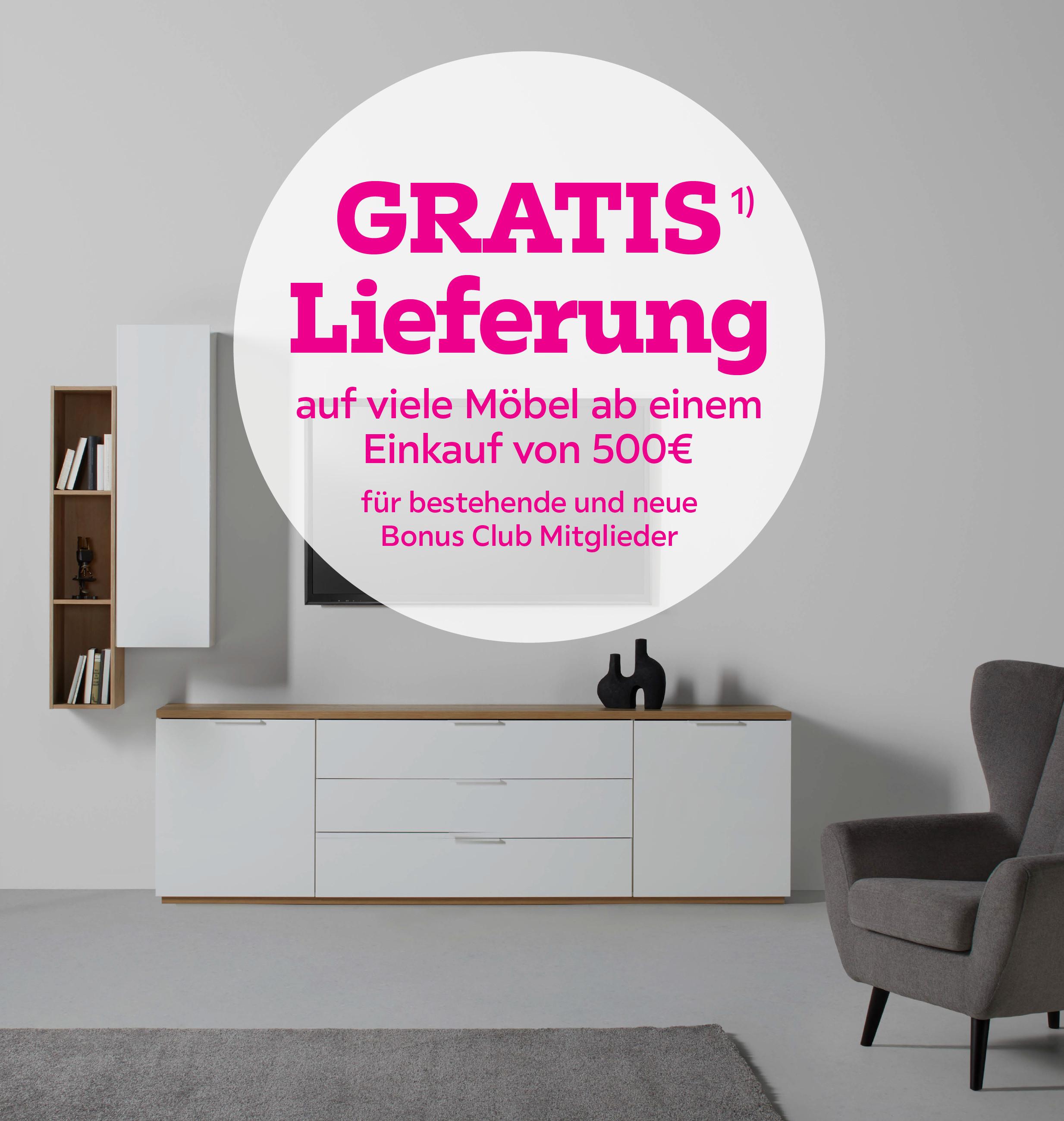 Gratis Lieferung ab einem Möbeleinkauf 500€