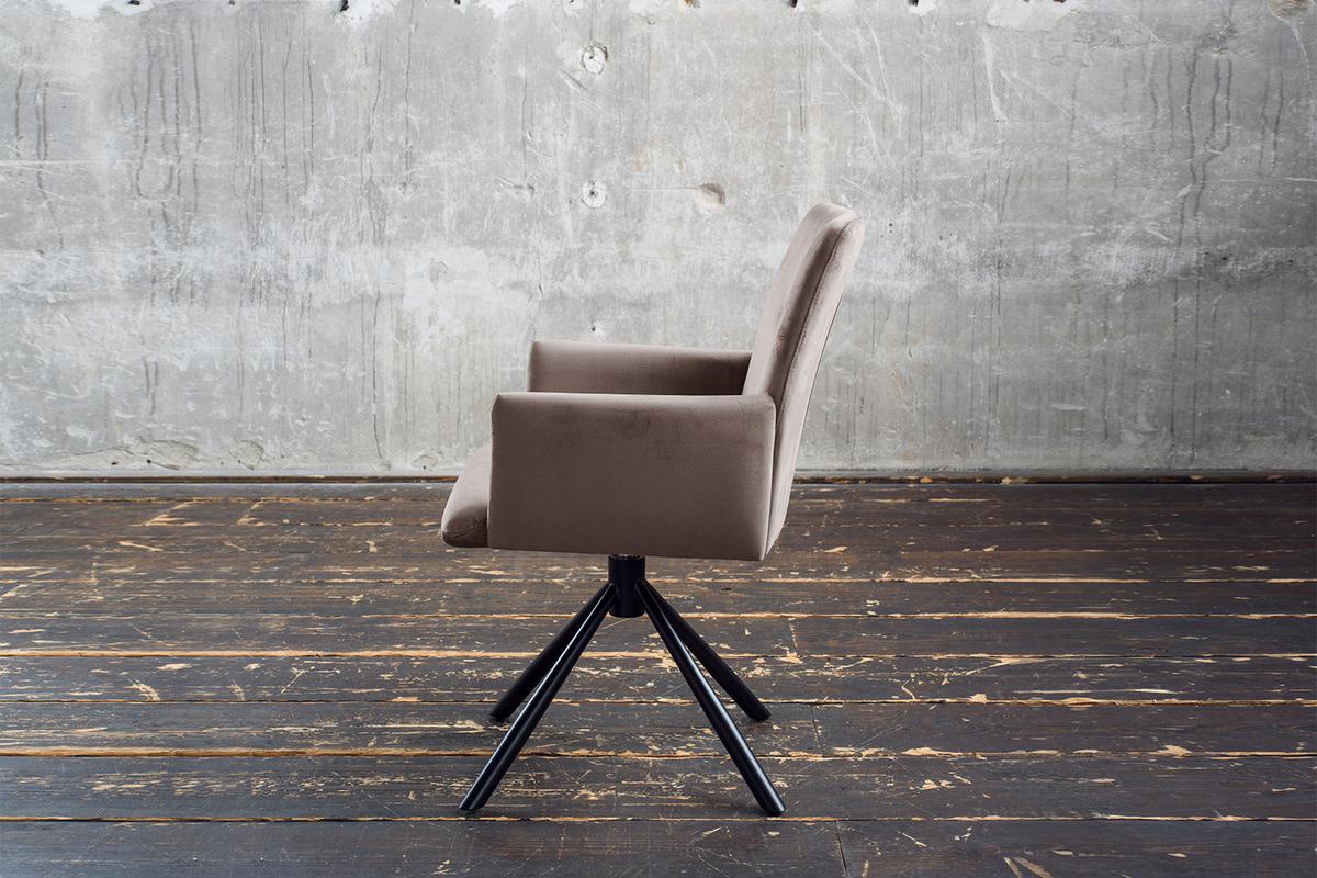 ESSZIMMERSTUHL KYRA Taupe Velvet Drehbar (360°) (1er-Set) - Taupe, Kunststoff/Textil (64/88/61cm) - KAWOLA