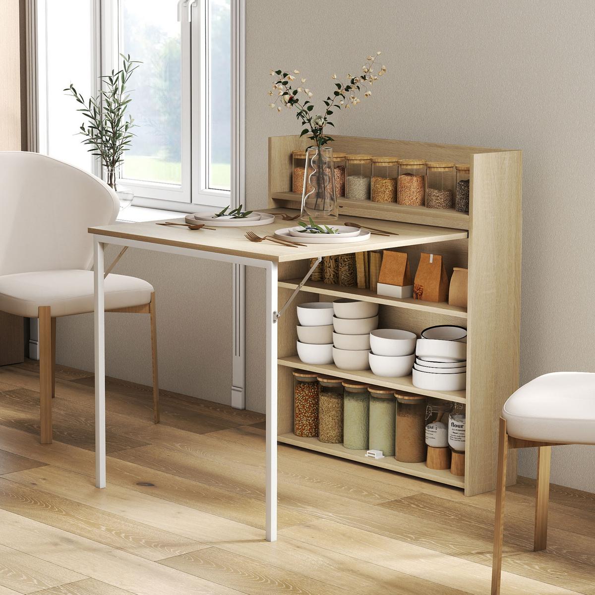 ESSTISCH MDF Stahl Eiche - Eichefarben, Holzwerkstoff (91/78.5/93cm) - HOMCOM