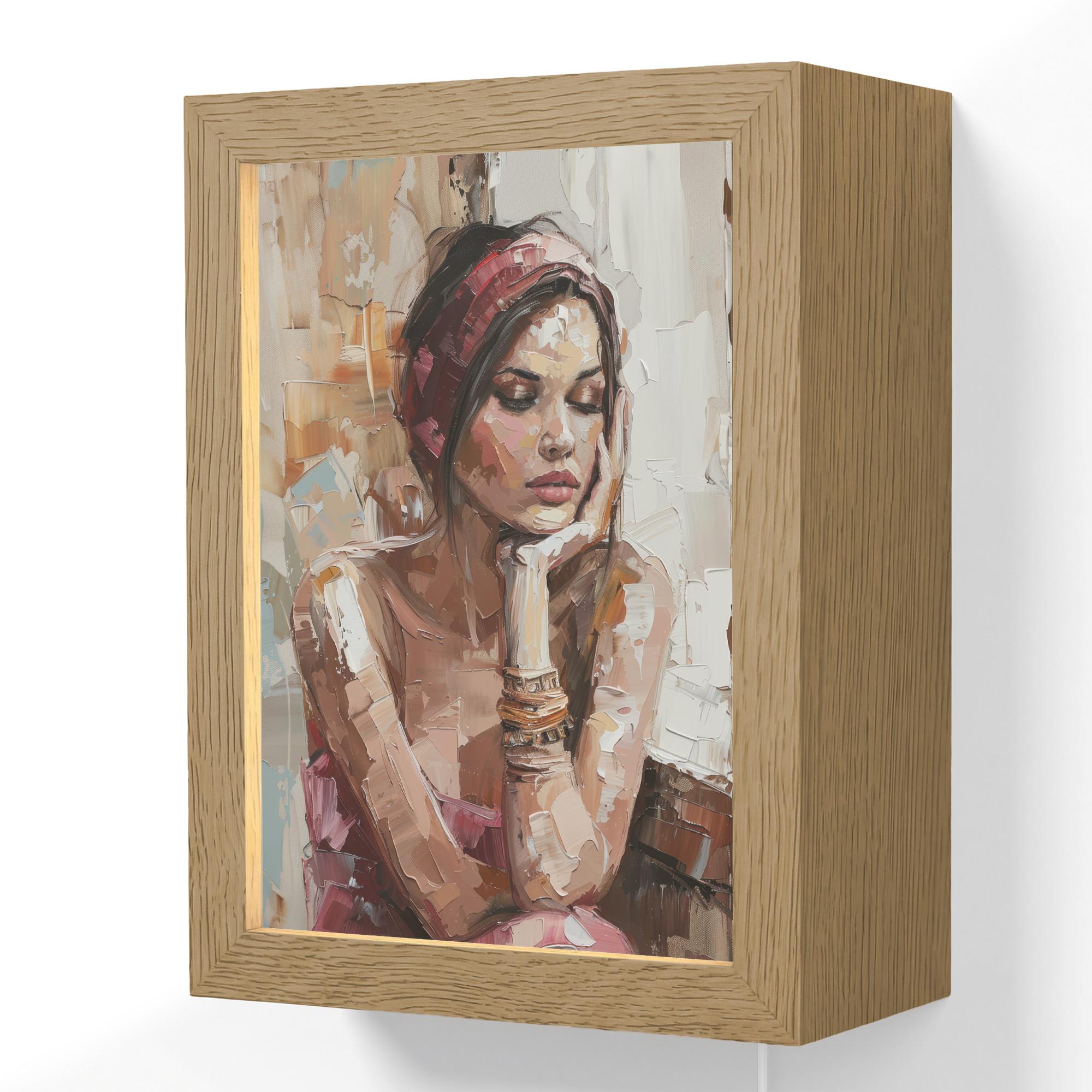 WANDLEUCHTE Frau - Lackierung - Porträt - Modern 15x20 cm - Braun, Holzwerkstoff (15/20/8cm) - OnlyWow