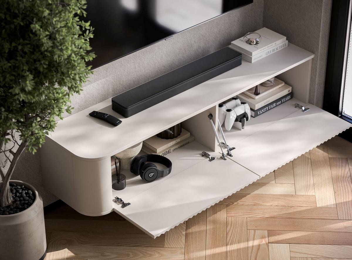 TV-LOWBOARD Aurora Kaschmir matt 140 cm - Kaschmir, Holzwerkstoff (140/30/35cm) - Meble Lindner