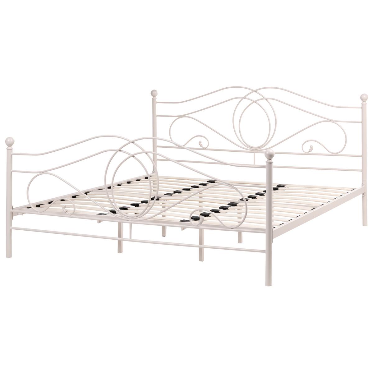 BETT mit Lattenrost 180/200 Stahl Hellbeige Lyra - Beige, Metall (180/200cm) - Beliani