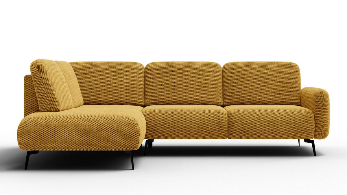 ECKSOFA FEBE 5-Sitzer links, dunkelgelb - Gelb/Schwarz, Holz/Textil (271/190cm) - Wozimo